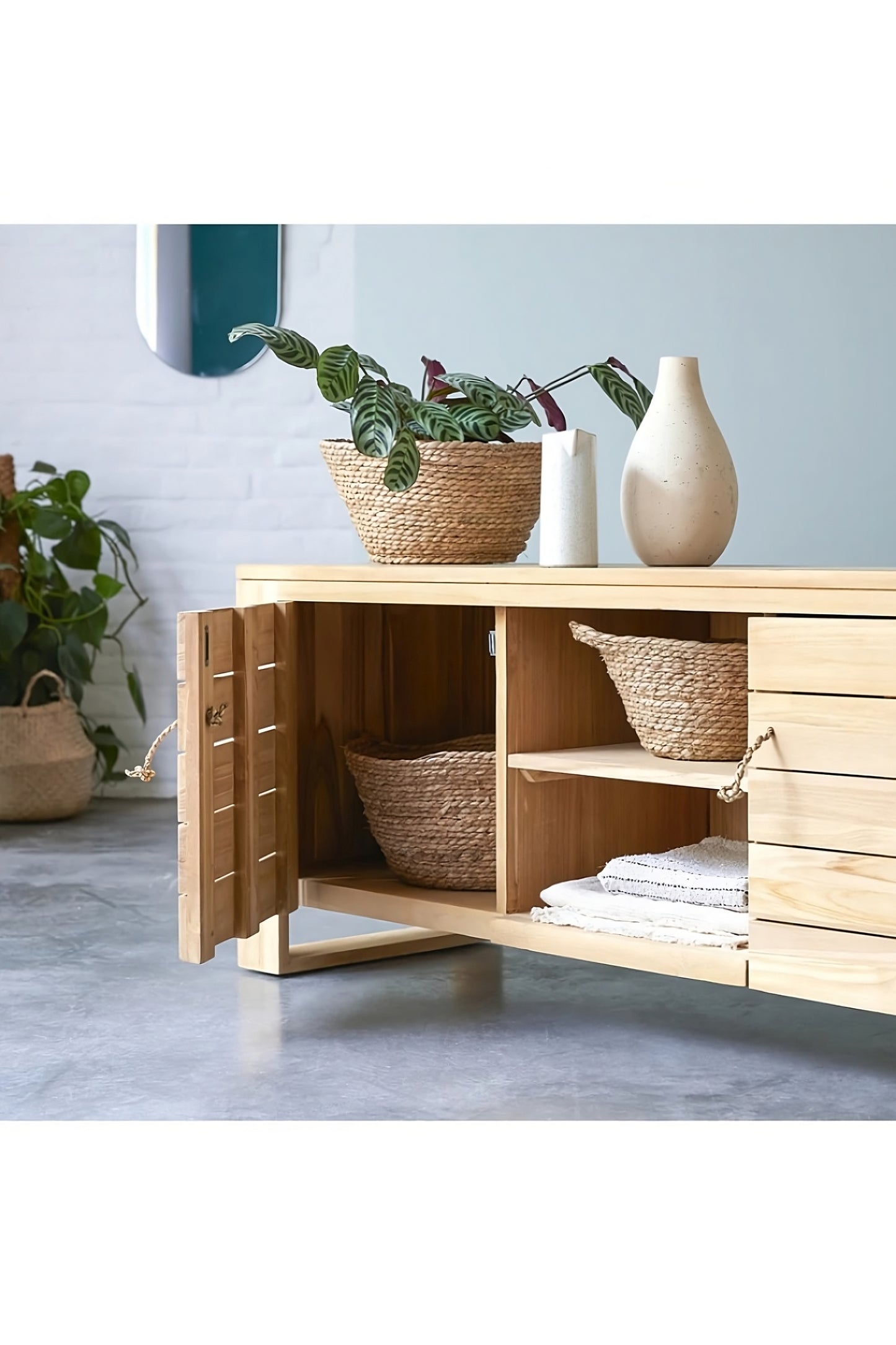 Solid Teak TV Cabinet | Tikamoon Minimalys