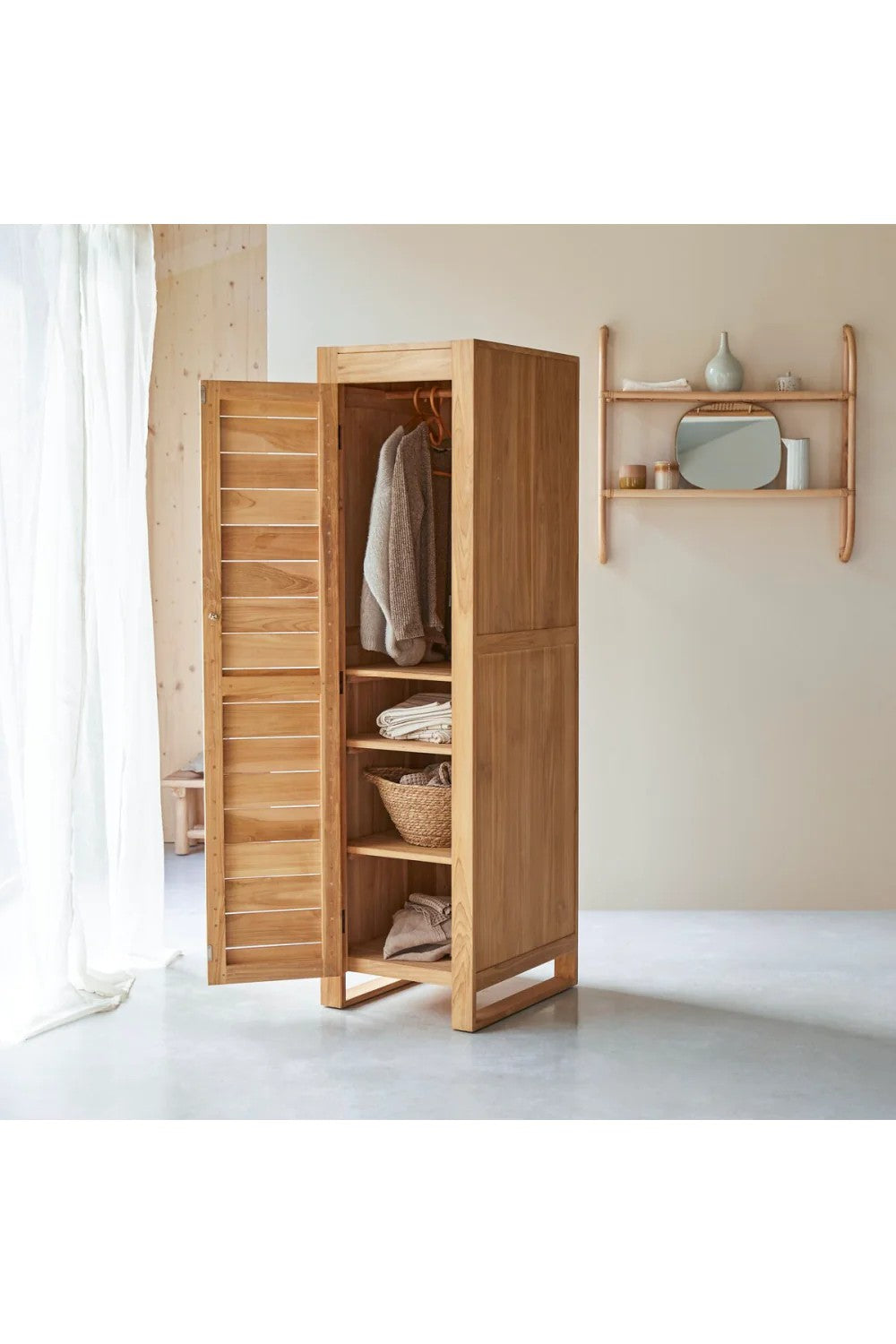 Teak Single Wardrobe | Tikamoon Minimalys