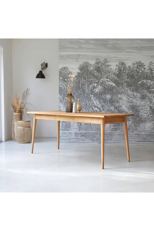 Teak Dining Table with Drawer | Tikamoon Jonak