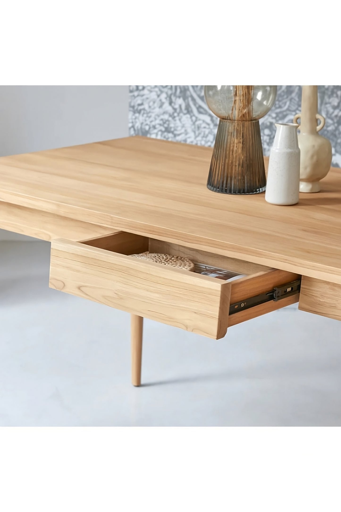 Teak Dining Table with Drawer | Tikamoon Jonak