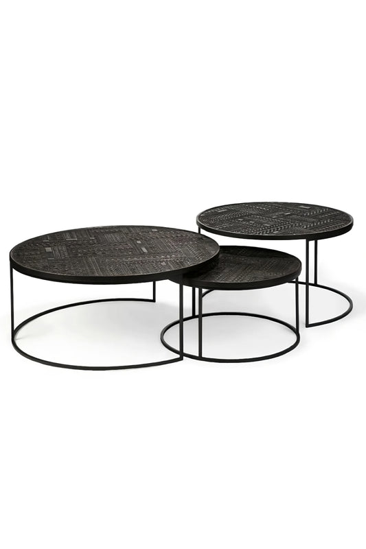 Teak Nesting Coffee Table Set (3) | Ethnicraft Tabwa