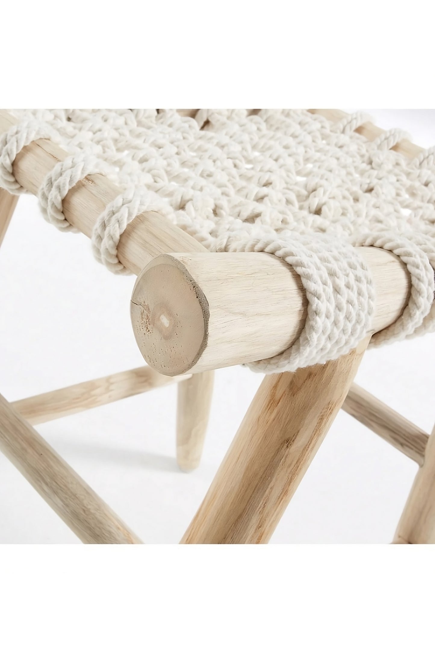 Teak Robe Webbing Accent Stool | La Forma Eclipse