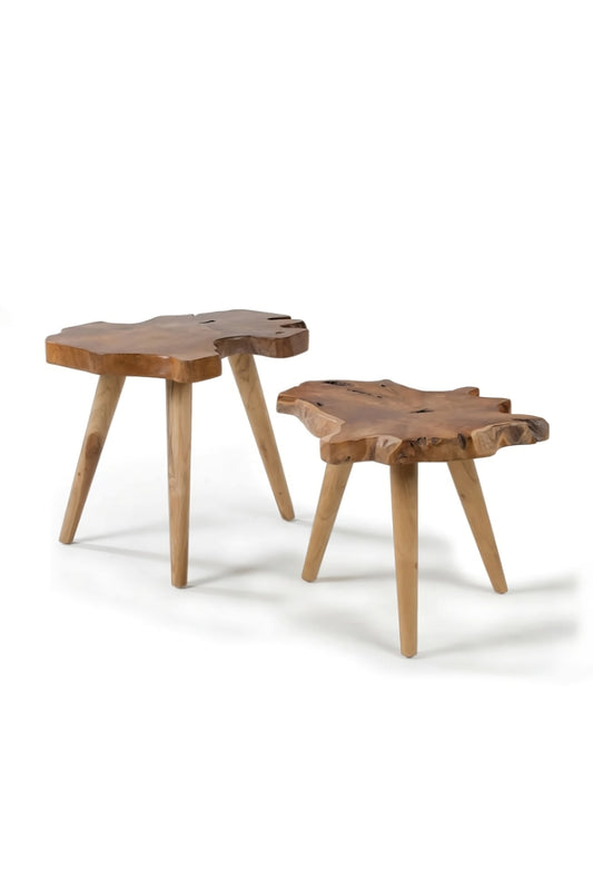 Teak Wood Slab Side Table Set | La Forma Hattie