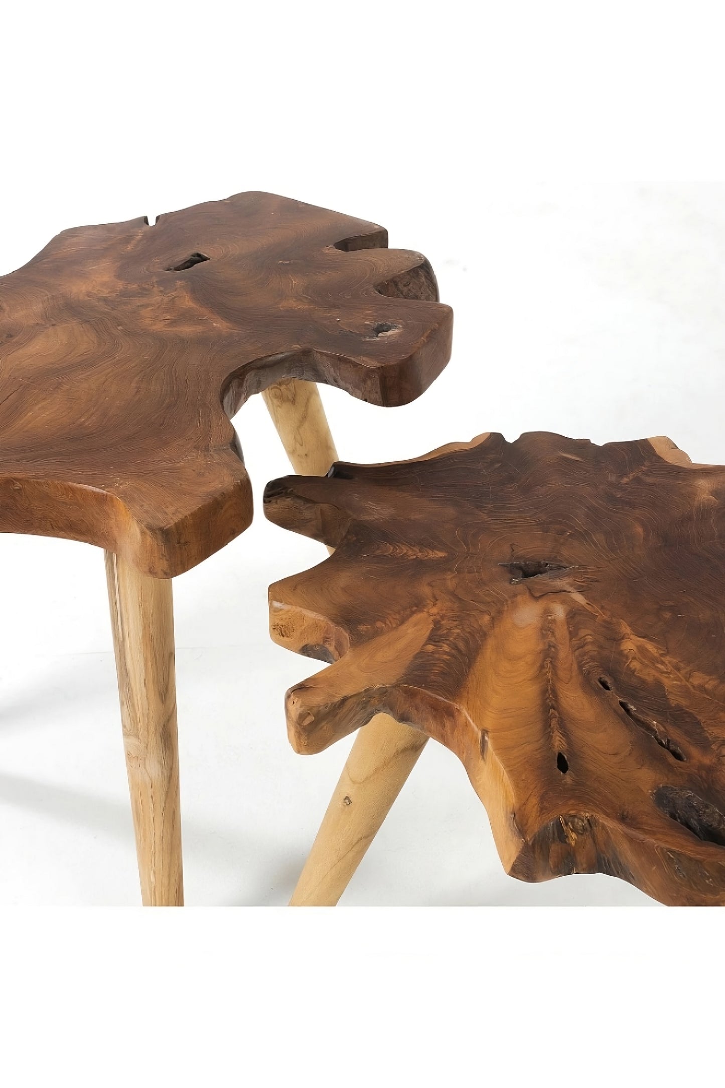Teak Wood Slab Side Table Set | La Forma Hattie