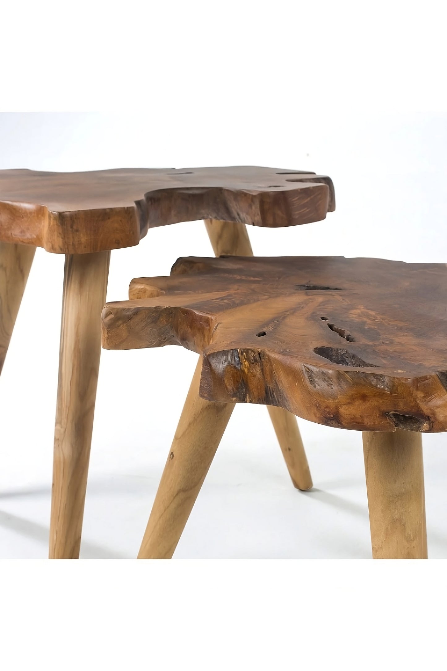 Teak Wood Slab Side Table Set | La Forma Hattie