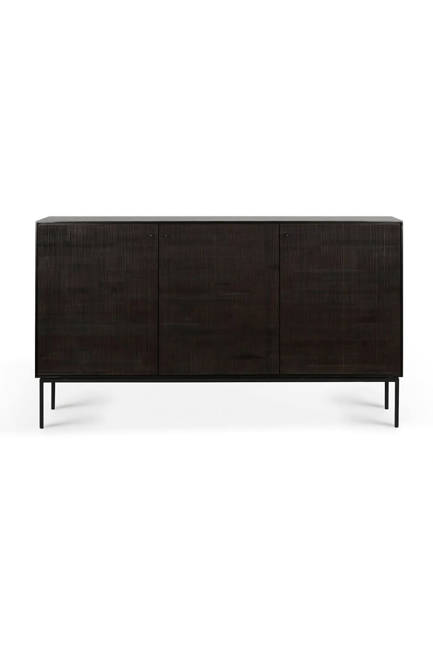 Varnished Teak Black Sideboard | Ethnicraft Grooves
