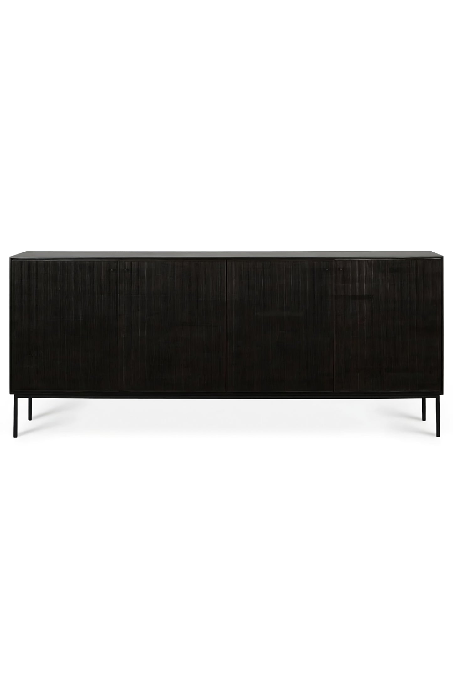 Varnished Teak Black Sideboard | Ethnicraft Grooves