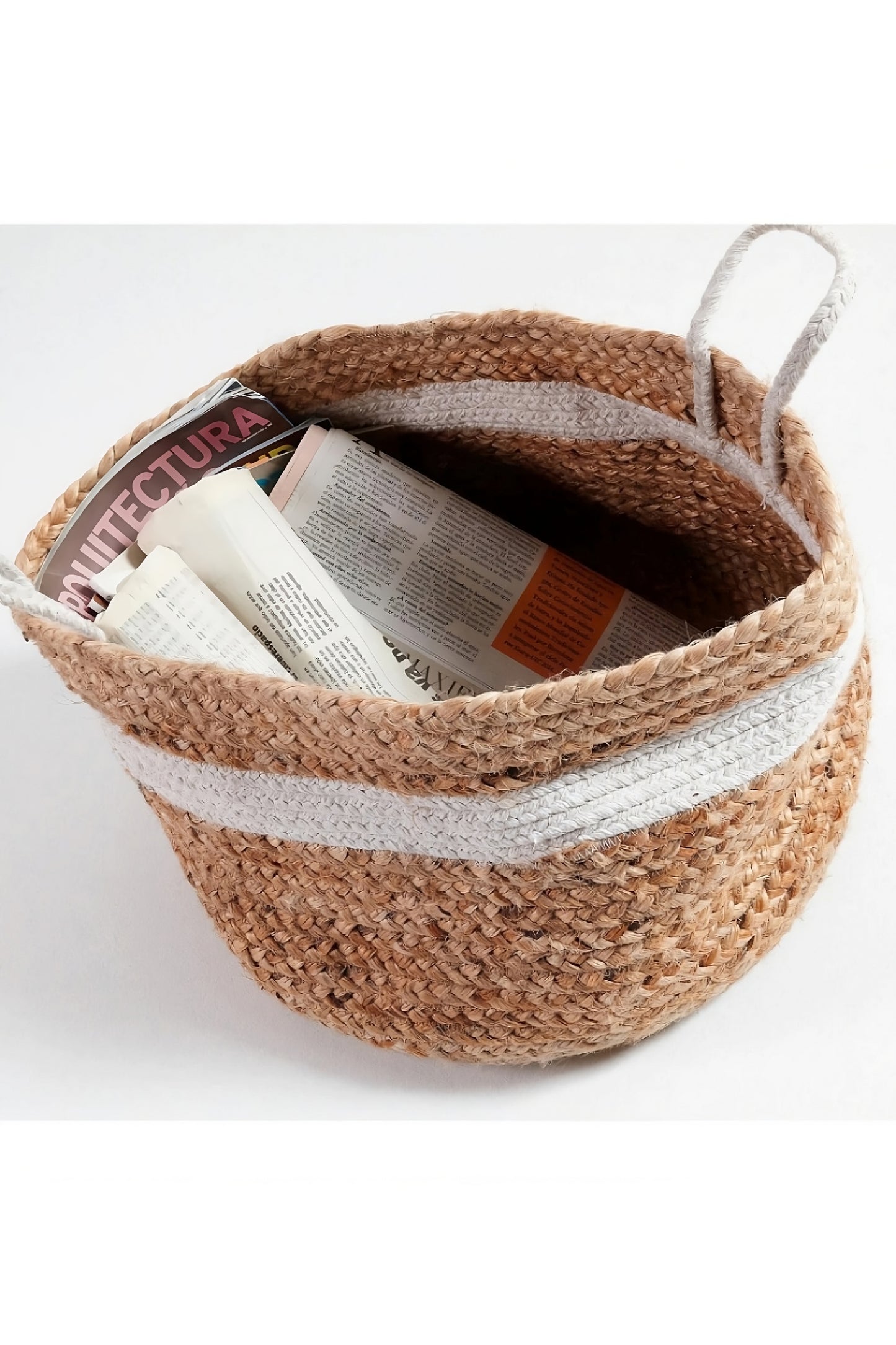 White & Black Jute Basket | La Forma Saht