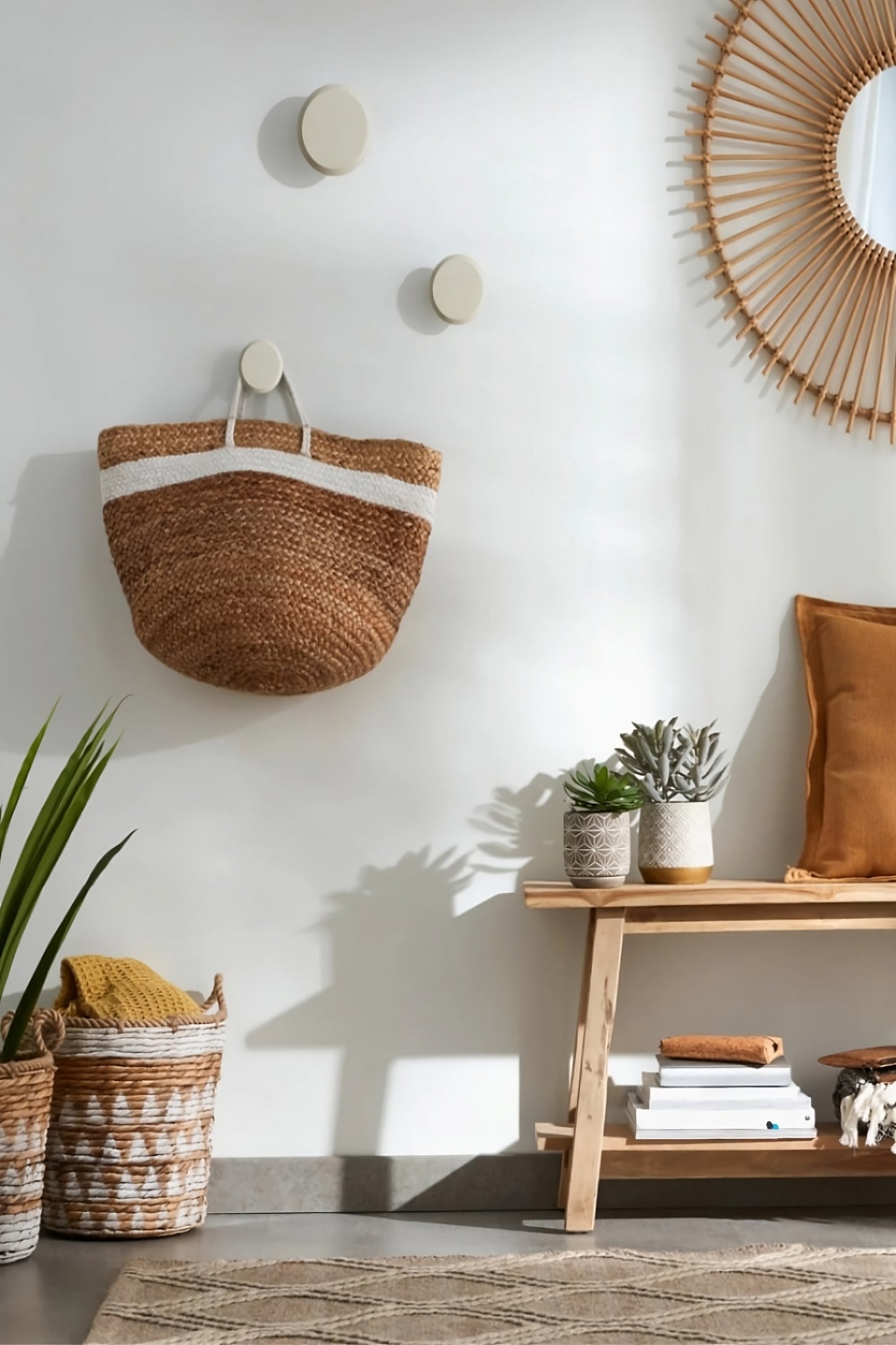 White & Black Jute Basket | La Forma Saht