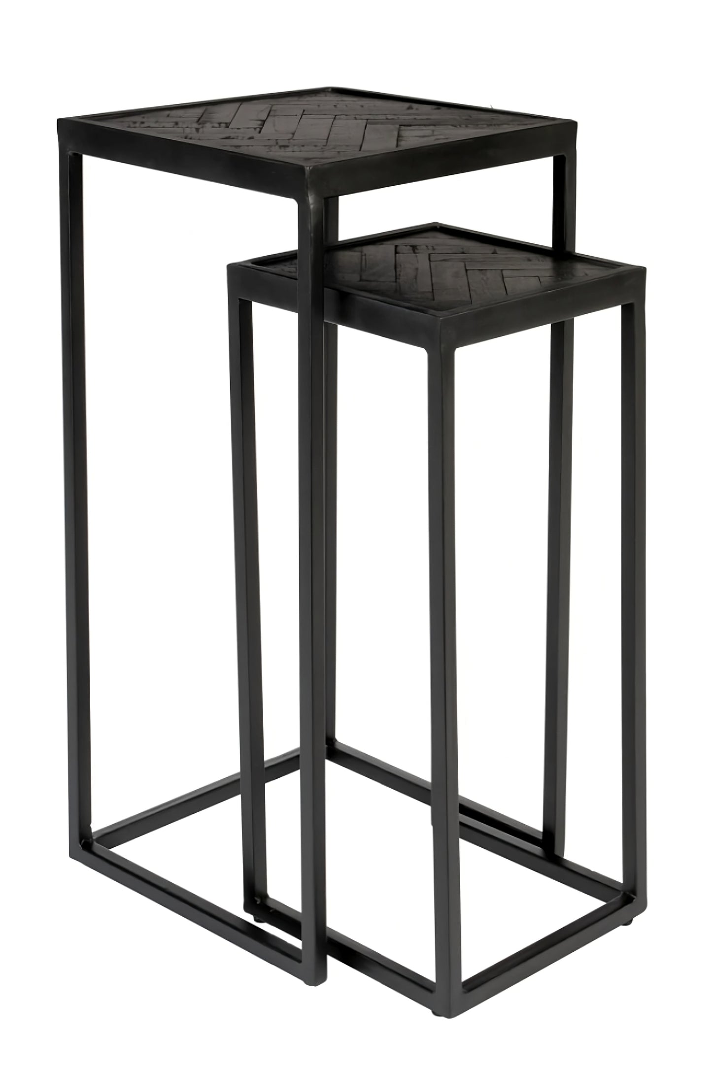 Wooden Chevron Side Tables (2) | DF Parker