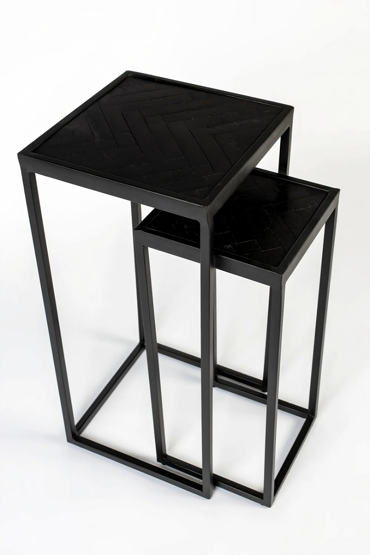Wooden Chevron Side Tables (2) | DF Parker