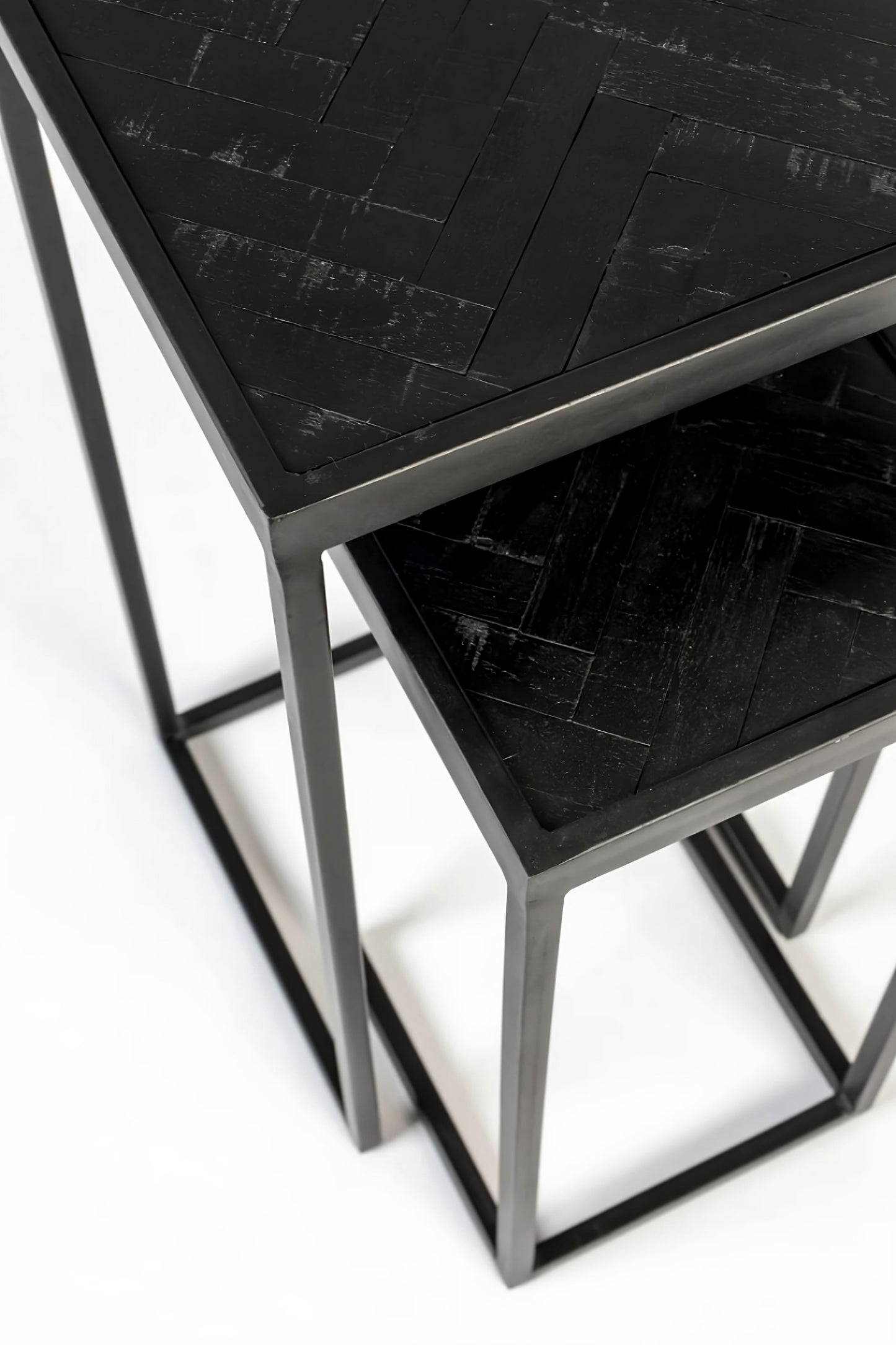 Wooden Chevron Side Tables (2) | DF Parker