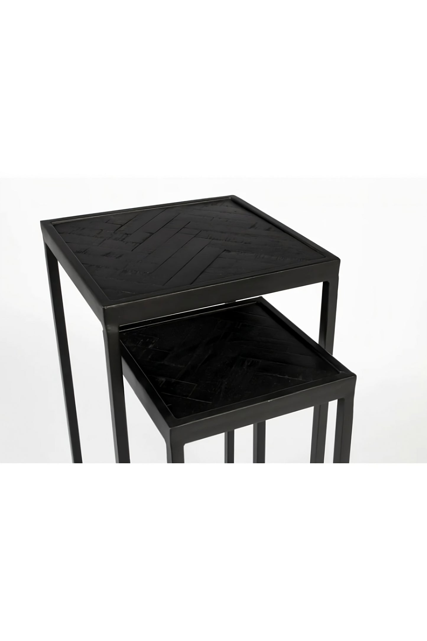 Wooden Chevron Side Tables (2) | DF Parker